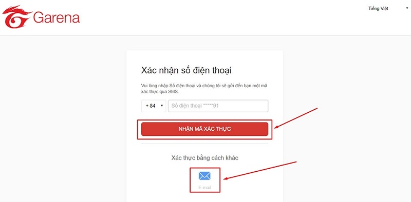 Nhập mã xác minh vào ô